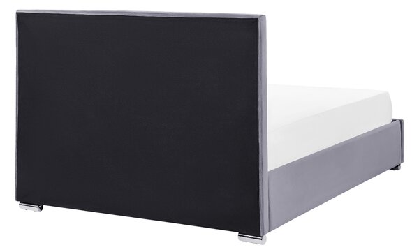 Postel s úložným prostorem Umělý samet ROUEN 140 x 200 cm Tmavě šedá