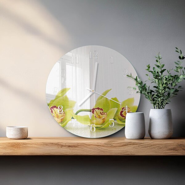 Skleněné hodiny na stěnu Orchidej zsob-fi30-00084031