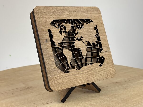 "Mapa světa" lampa 19x19cm provedení povrchu: dub