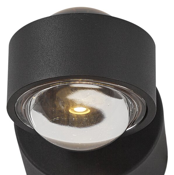 Designová nástěnná lampa černá vč. LED IP44 - Lens