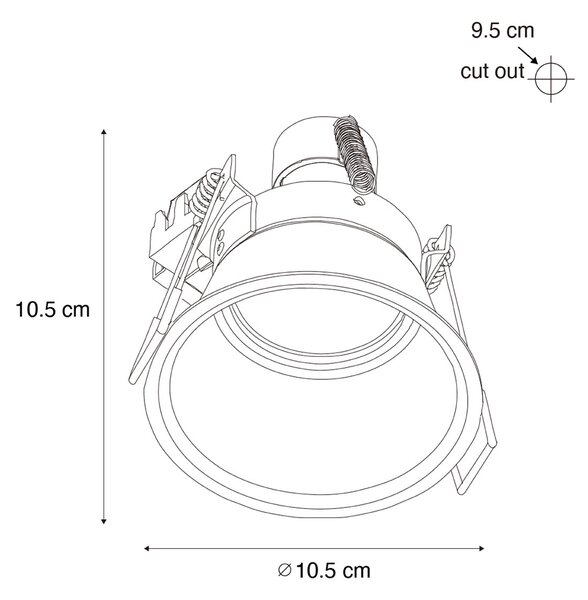 Sada 6 moderních vestavných bodových svítidel černých se zlatou GU10 70mm IP44 - Dept