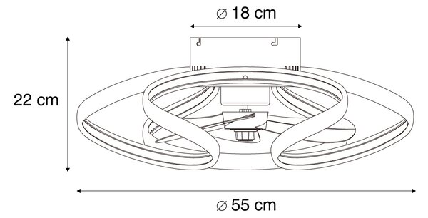 Stropní ventilátor mosazný 55 cm vč. LED stmívatelný s dálkovým ovládáním - Mandy