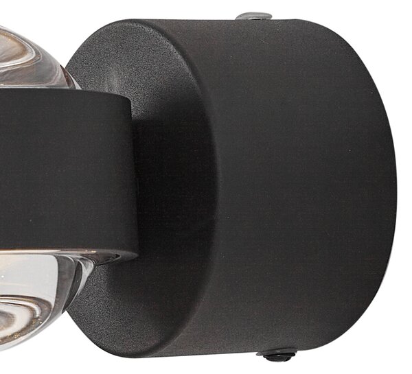 Designová nástěnná lampa černá vč. LED IP44 - Lens