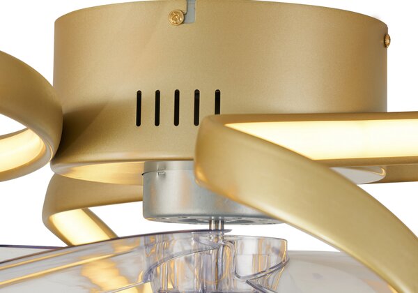Stropní ventilátor mosazný 55 cm vč. LED stmívatelný s dálkovým ovládáním - Mandy