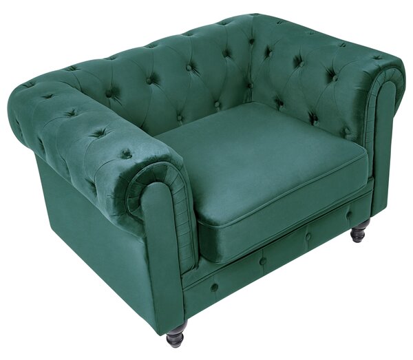 Křeslo CHESTERFIELD Umělý samet Smaragdová