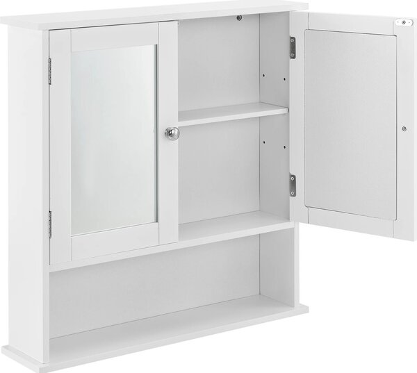In And OutdoorMatch Koupelnová skříňka Jacquelyn - se zrcadlem - zrcadlová skříňka - 58 x 56 x 13 cm - bílá - MDF a sklo - 2 police a 1 otevřená přihrádka - moderní design