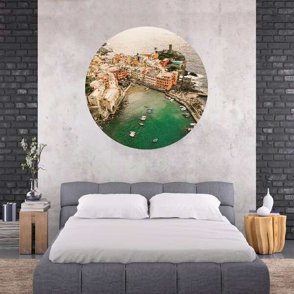 PIPPER. Textilní kruhová samolepka na zeď "Cinque Terre - Italy" Velikost: 120cm