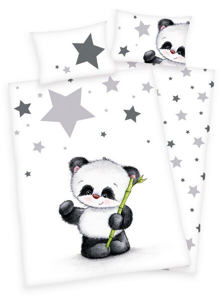Herding Povlečení do postýlky Panda a hvězdičky - 100x135, 40x60, 100% bavlna