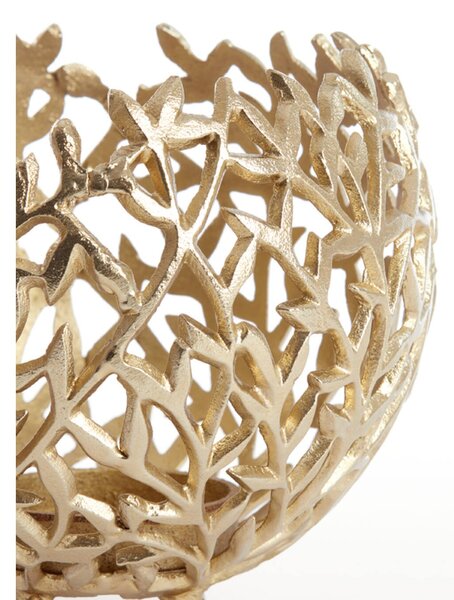 Zlatý antik kovový děrovaný svícen Famari L - Ø 20 * 17 cm - Light & Living