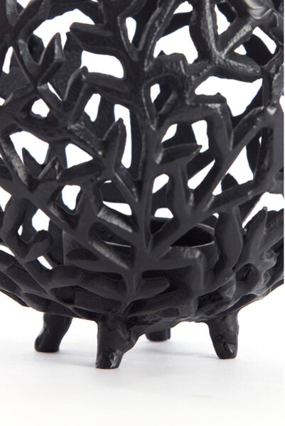 Černý antik kovový děrovaný svícen Famari L - Ø 20 * 17 cm - Light & Living
