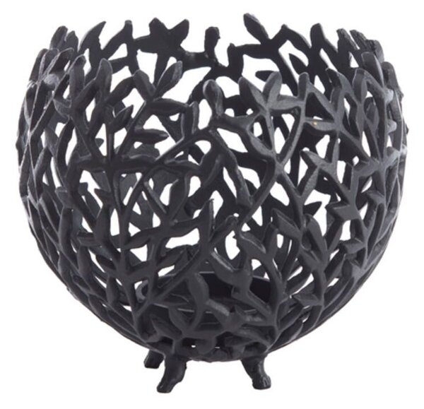 Černý antik kovový děrovaný svícen Famari L - Ø 20 * 17 cm - Light & Living