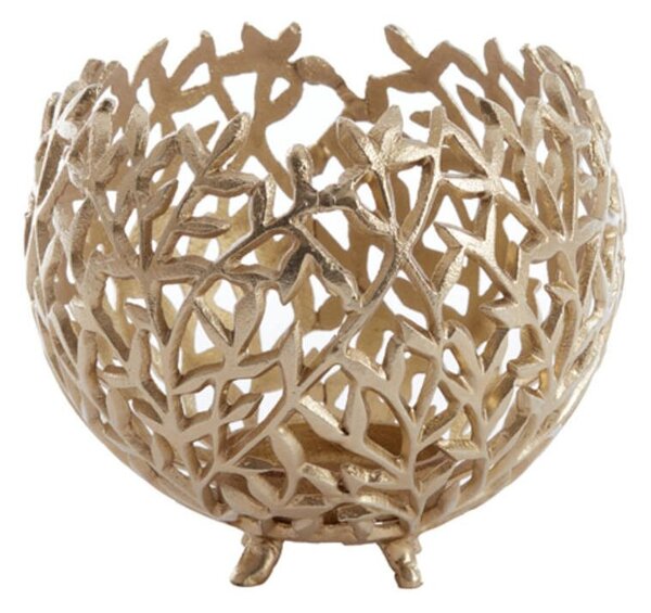 Zlatý antik kovový děrovaný svícen Famari L - Ø 20 * 17 cm - Light & Living