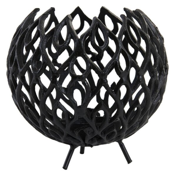 Černý antik kovový děrovaný svícen Siam L - Ø 20 * 18 cm - Light & Living