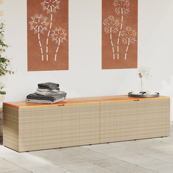 Zahradní úložný box béžový 220 x 50 x 54 cm polyratan a akácie
