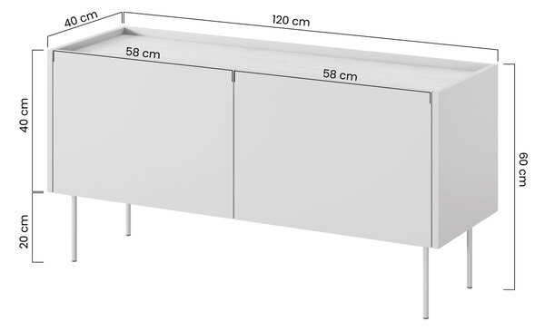 TV stolek Desin 120 cm s kovovými nohami - kašmír / dub nagano