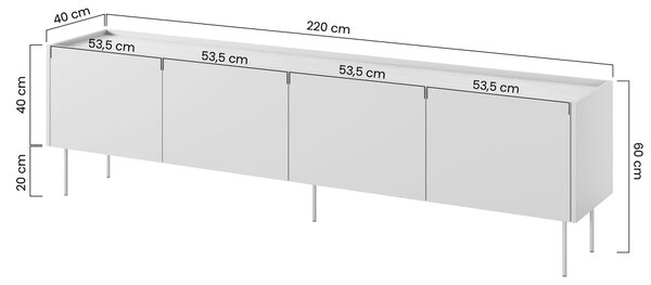 TV stolek Desin 220 cm - ceramic red / dub nagano