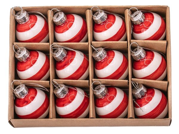 Skleněné ručně vyrobené vánoční koule v sadě 12 ks ø 3 cm Bauble Stripe – Sass & Belle