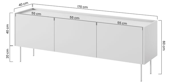 TV stolek Desin 170 cm - kašmír / dub nagano / kovové nohy