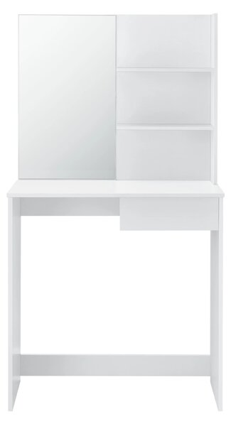 In And OutdoorMatch Toaletní stolek Amalia - S taburetem a zrcadlem - 141 x 75 x 397 cm - Bílá - Dřevotříska - Stylový design