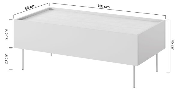 Černý matný konferenční stolek Desin 120 cm s zásuvkami - dub nagano