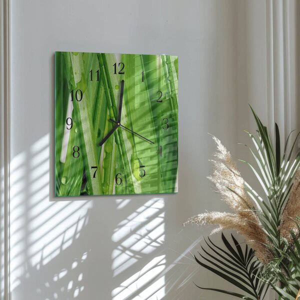 Skleněné hodiny na stěnu Tráva zskc-30x30-00177387