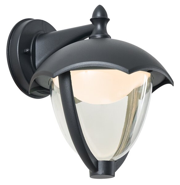 Chytré venkovní nástěnné svítidlo černé s čirým sklem vč. LED IP54 - Classica