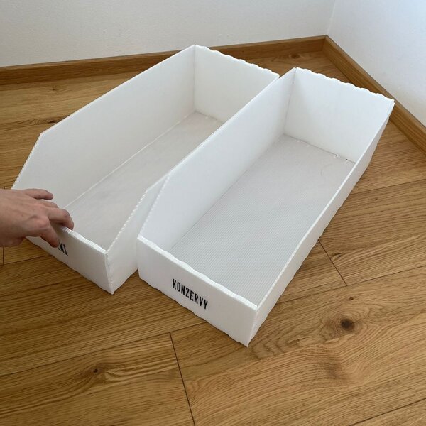 Usporadejto.cz Úložný box, plastový bílý 20x50x16cm - do spíže i do skříně KARTONPLAST