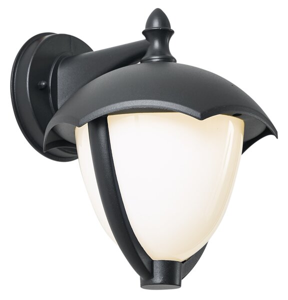 Chytré venkovní nástěnné svítidlo černé s opálovým sklem vč. LED IP54 - Classica