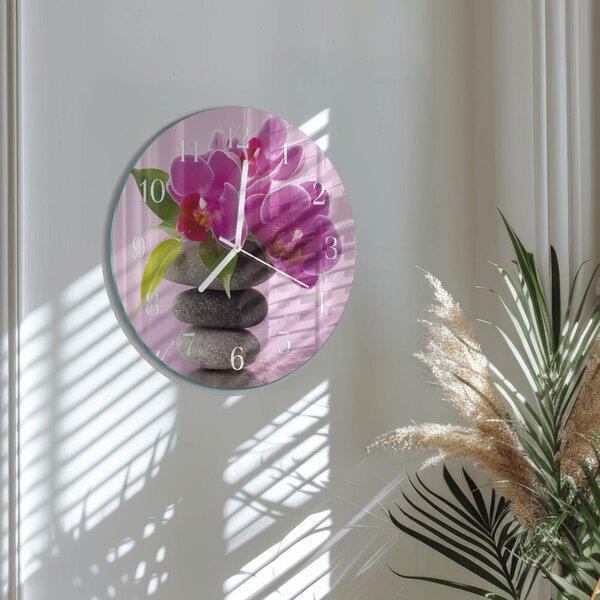 Skleněné hodiny na stěnu Orchidej zsob-fi30-00085412