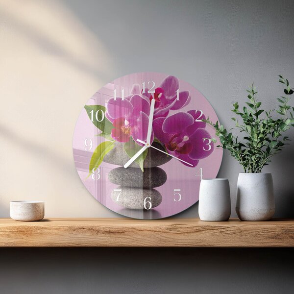 Skleněné hodiny na stěnu Orchidej zsob-fi30-00085412