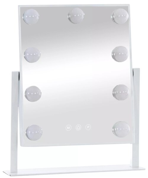 In And OutdoorMatch make-up zrcadlo Johnnie - S LED osvětlením - 36x30cm - Bez ráfku - Stmívač světla - Úspora energie - Hollywoodské zrcadlo - Optimální osvětlení