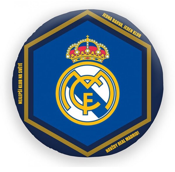 HALANTEX Polštářek Real Madrid - kulatý 3D 35 cm s výplní