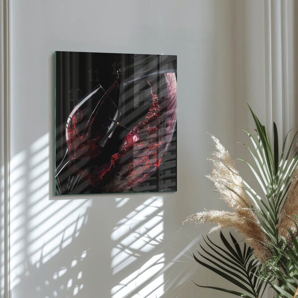 Skleněné hodiny na stěnu Víno zskc-30x30-00176863