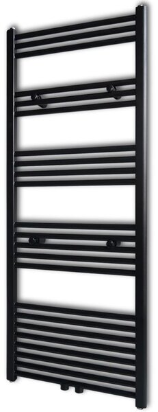 Žebříkový radiátor na ručníky - rovný - ústřední topení - černý | 600x1424 mm