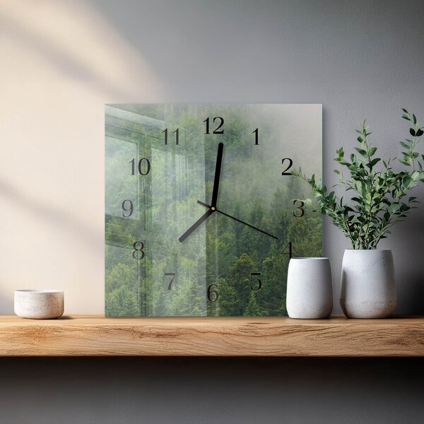 Skleněné hodiny na stěnu Mlžný les zskc-30x30-00181597