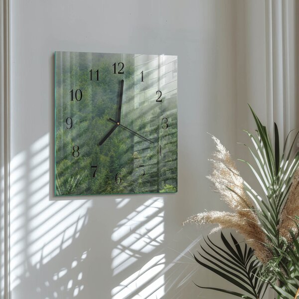 Skleněné hodiny na stěnu Mlžný les zskc-30x30-00181597
