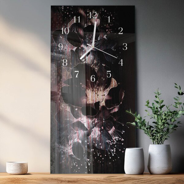 Skleněné hodiny vertikální Květiny zsppb-30x60-00081901