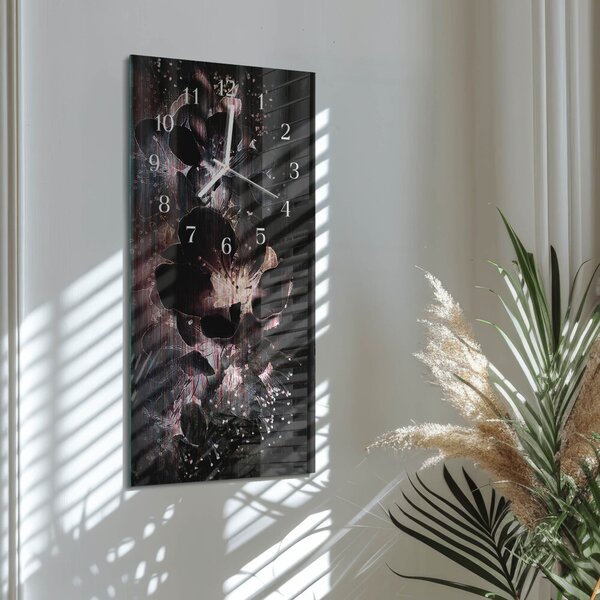 Skleněné hodiny vertikální Květiny zsppb-30x60-00081901