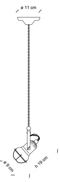 Ferroluce Závěsné retro svítidlo LOFT, v. 19 cm, 1xE14