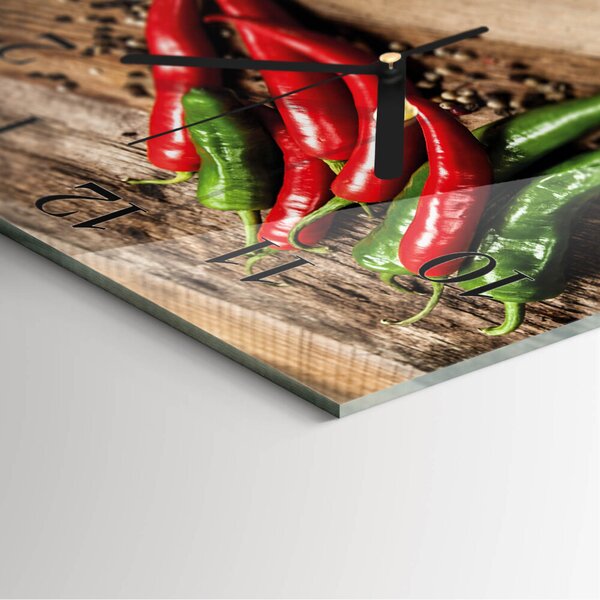 Skleněné hodiny na stěnu Chilli papričky zskc-30x30-00179096