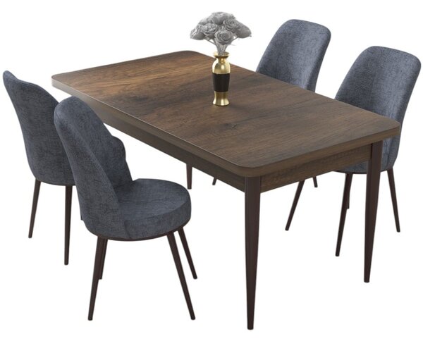 Jídelní set Nilla 1 (ořech barokní + cihlová) (pro 4 osoby). Akce -25%. 1144529