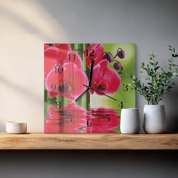 Skleněné hodiny na stěnu Orchidej zskc-30x30-00178826