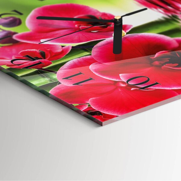 Skleněné hodiny na stěnu Orchidej zskc-30x30-00178826