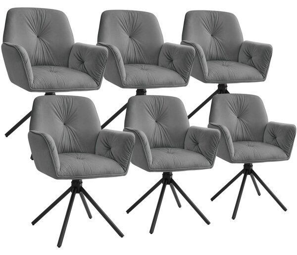 Tectake® Otočná jídelní židle Lenia s potahem imitujícím samet, polstrování, rozměry 56,5 x 54 x 86 cm