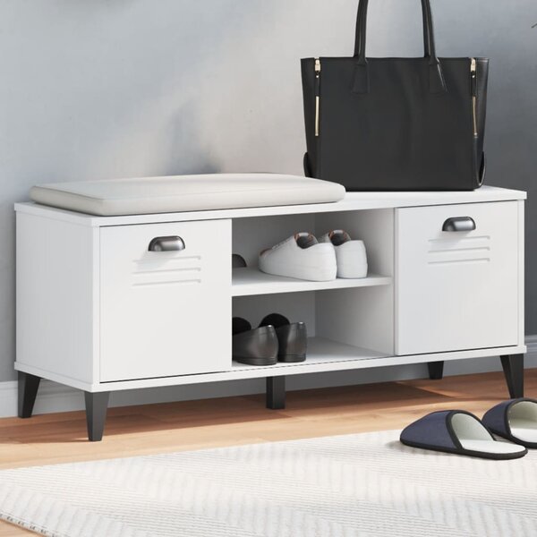 Lavice s botníkem VIKEN bílá 106 x 35 x 45 cm kompozitní dřevo