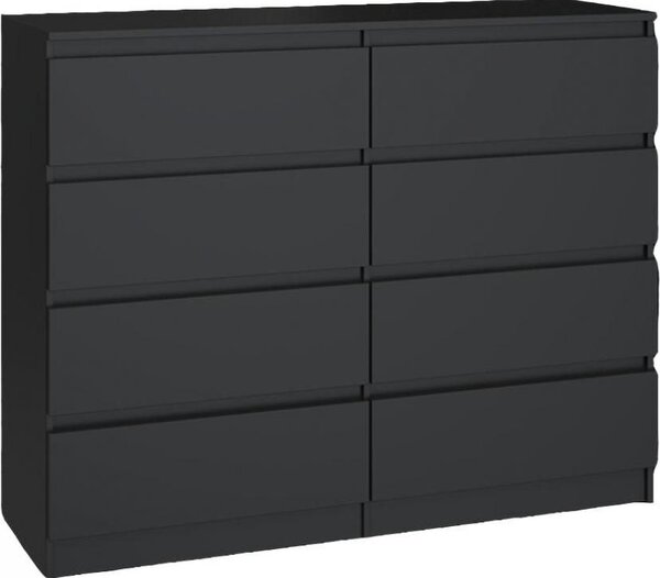 Topeshop M8 120 CZERŃ, Černá, 8 zásuvka/zásuvek, Dřevotřískové desky, Jednobarevný, Moderní, Dřevotřískové desky