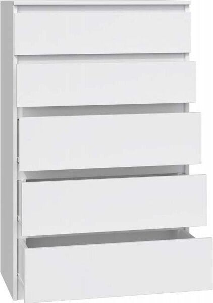 Topeshop M5 BIEL, Bílá, 5 zásuvka/zásuvek, Dřevotřískové desky, Jednobarevný, Moderní, Dřevotřískové desky