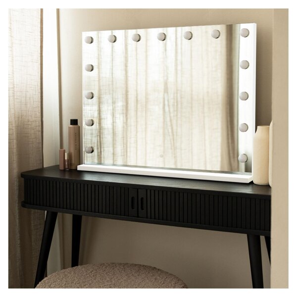 SensaHome Vanity Mirror Pro – Hollywoodské kosmetické zrcadlo s 12 stmívatelnými LED lampami, 3 světelné režimy, 46 × 58 cm – bílé