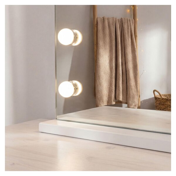 SensaHome Vanity Mirror Pro – Hollywoodské kosmetické zrcadlo s 12 stmívatelnými LED lampami, 3 světelné režimy, 46 × 58 cm – bílé