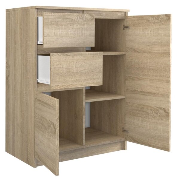 Topeshop 2D2S SONOMA, Dub, 2 zásuvka/zásuvek, Dřevotřískové desky, Jednobarevný, Moderní, Dřevotřískové desky